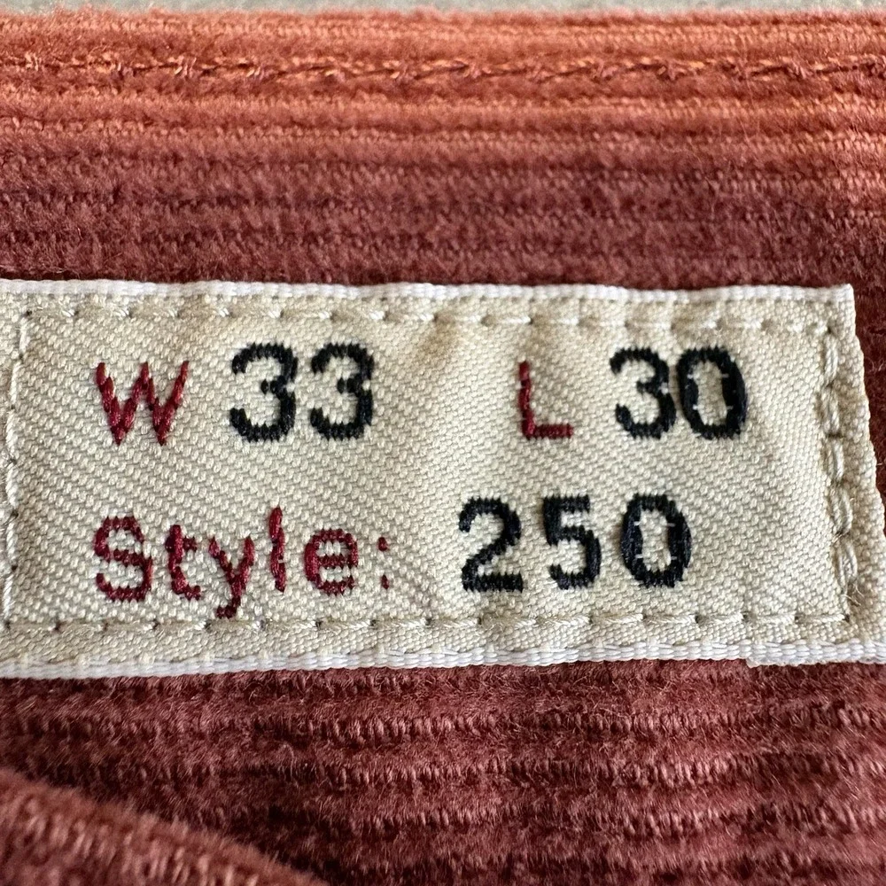 JCrew Corduroy Pants Men 33x30 Rust‎ Style 250 Straight Fit Stretch Medium Wale